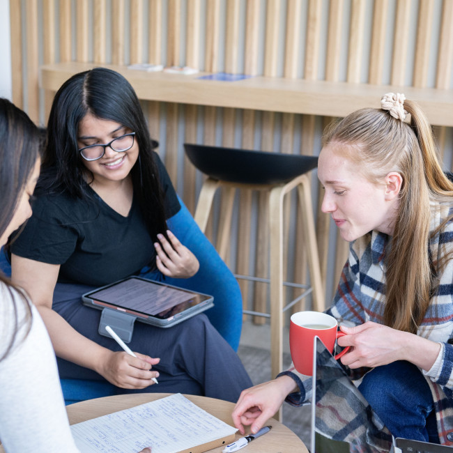 Students studying in the Cafe